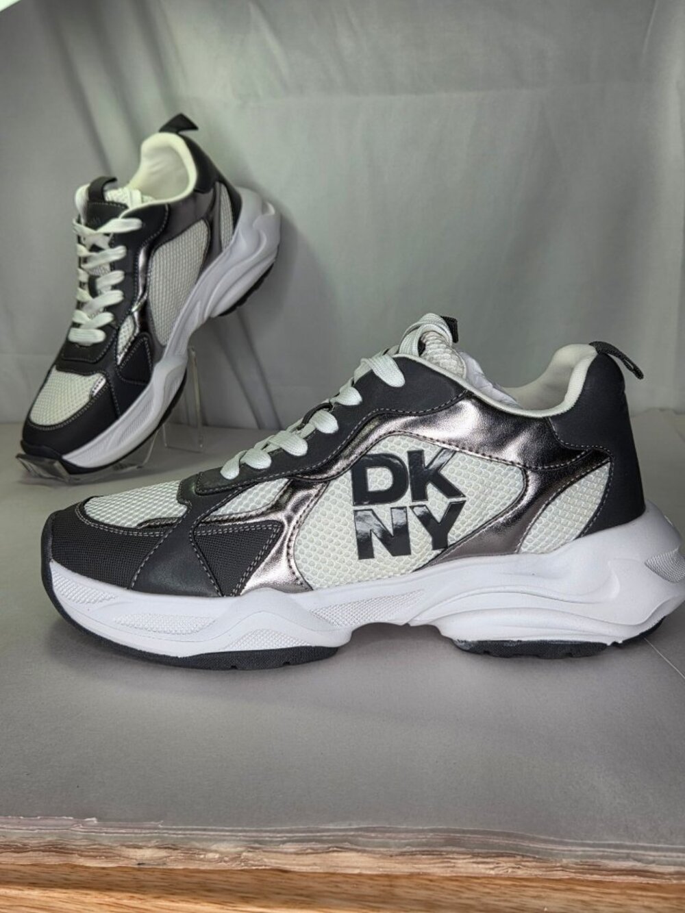 Dkny Women's Deyoung Chunky Sneakers - White/Gray, Size: 7.5
